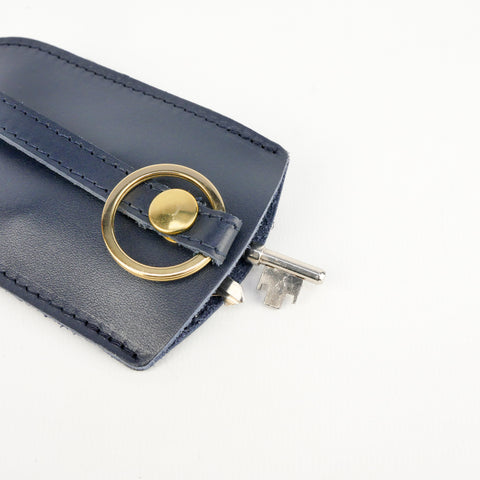 Navy Leather Bell Key Holder - Roam