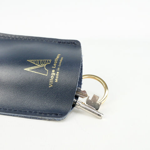 Navy Leather Bell Key Holder - Roam