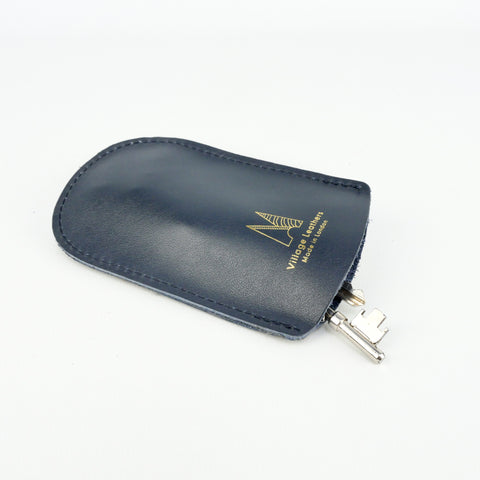 Navy Leather Bell Key Holder - Roam