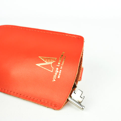 Tangerine Leather Bell Key Holder - Roam