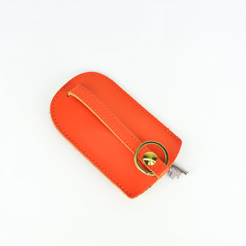 Tangerine Leather Bell Key Holder - Roam