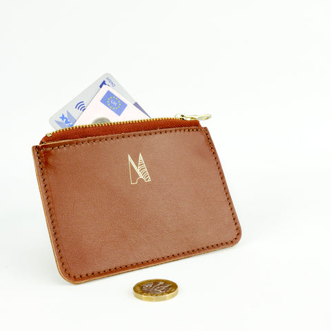 Tan Leather Zip Purse - Roam