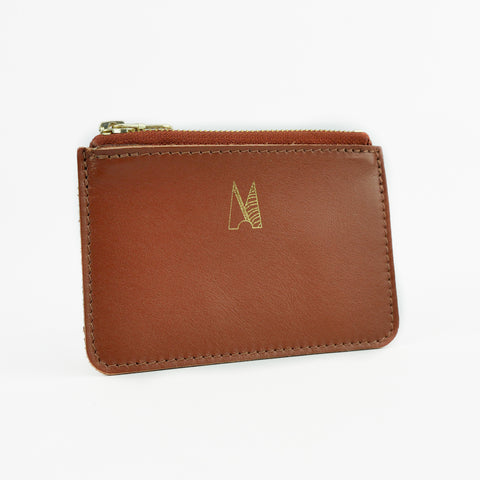 Tan Leather Zip Purse - Roam