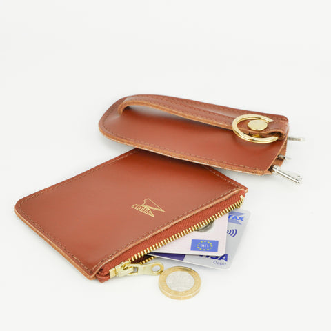 Tan Leather Zip Purse - Roam