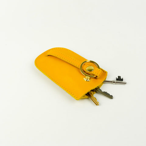 Yellow Leather Bell Key Holder - Roam