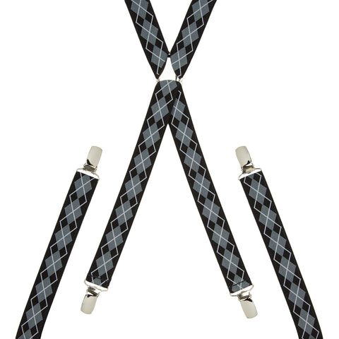 Argyle Black and Grey Skinny Braces