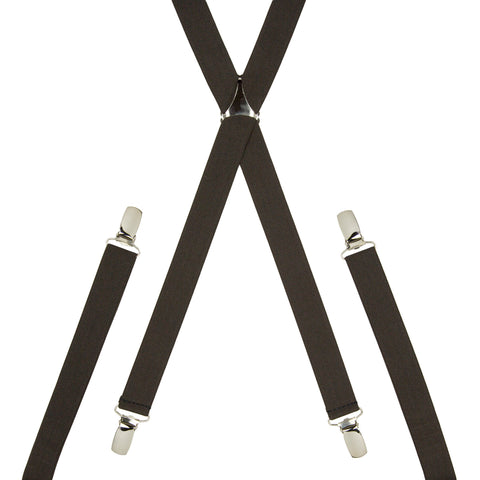 Plain Dark Brown Skinny Trouser Braces