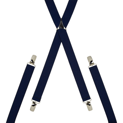 Plain Navy Blue Skinny Trouser Braces