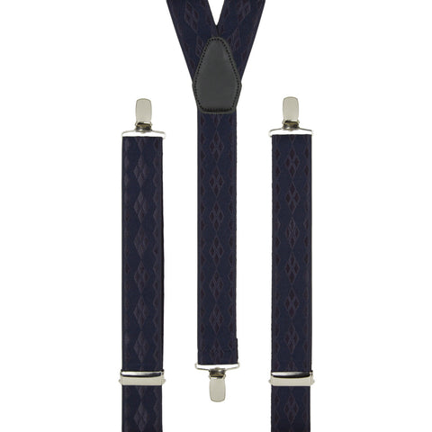 Navy Textured Diamonds Trouser Braces