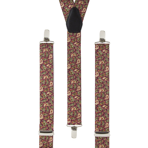 Burgundy and Cream Paisley Trouser Braces