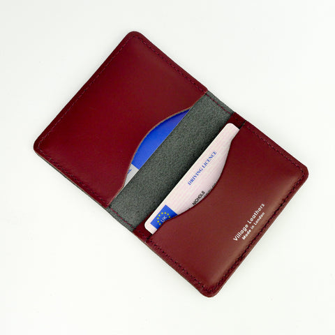 Burgundy Leather Card Holder - Chroma