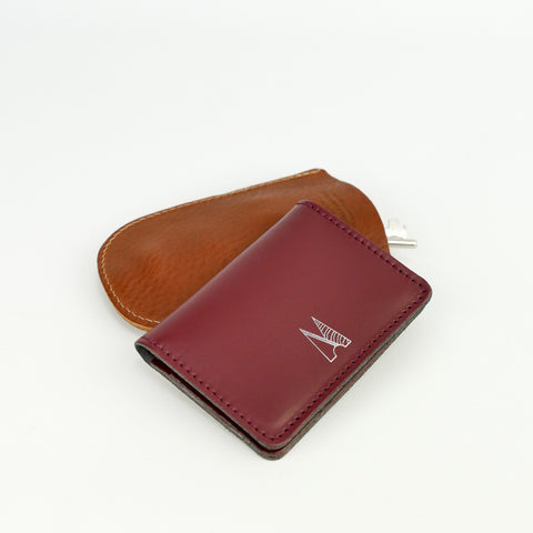 Burgundy Leather Card Holder - Chroma