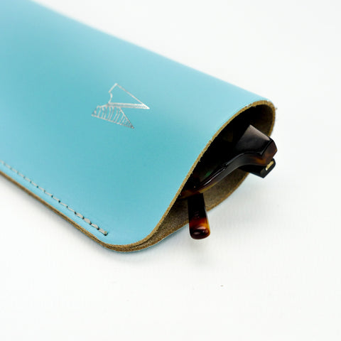 Sky Blue Leather Glasses Case - Chroma