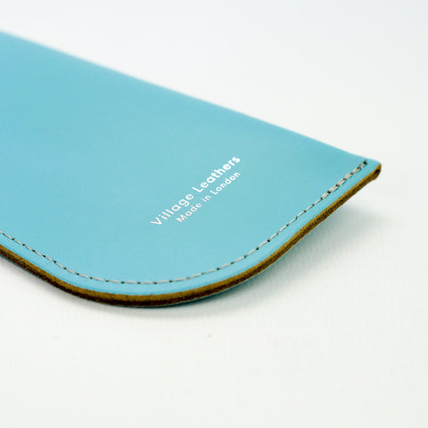 Sky Blue Leather Glasses Case - Chroma