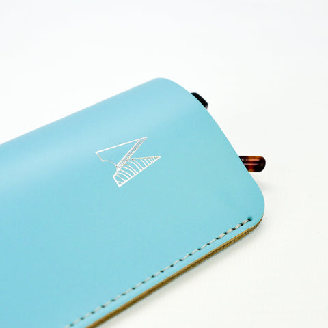 Sky Blue Leather Glasses Case - Chroma