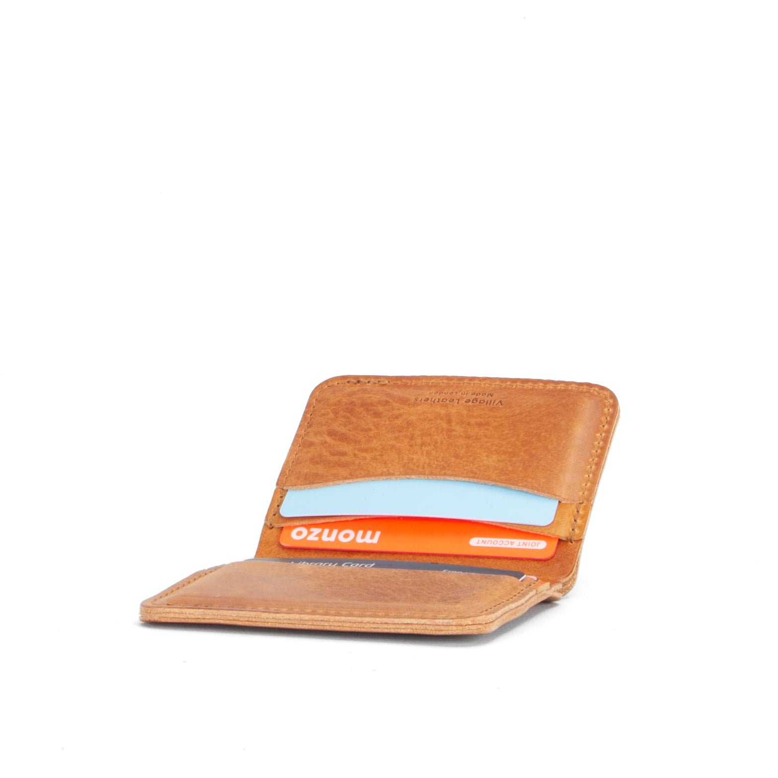 Missouri Black Leather Card Holder | Handmade Leather Slim Wallet Tan / No Thanks