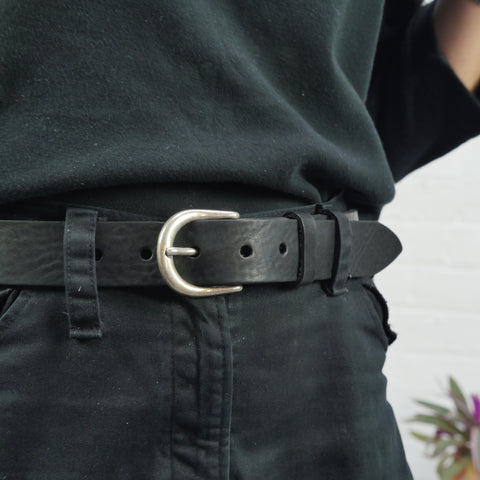 1 1/4" Classic Black Leather Belt