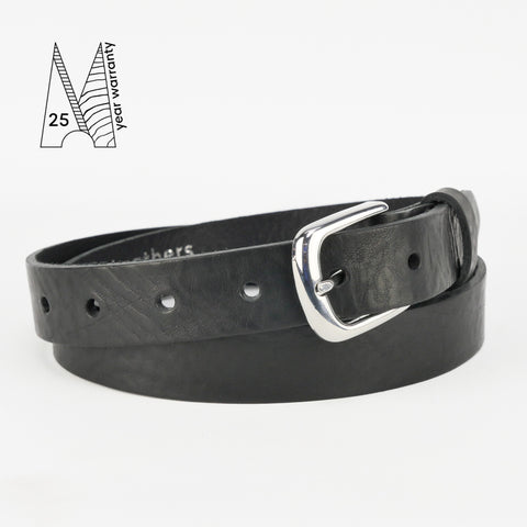 1" Classic Black Leather Belt