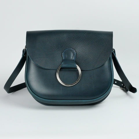 Belle Navy Leather Crossbody Bag