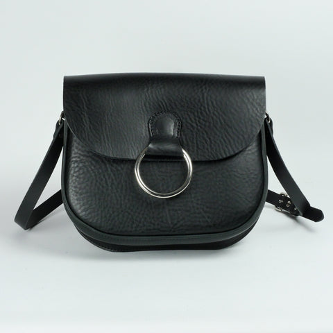 Belle Black Leather Crossbody Bag