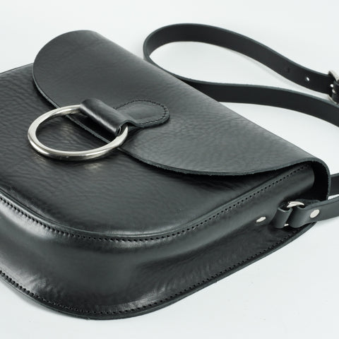 Belle Black Leather Crossbody Bag