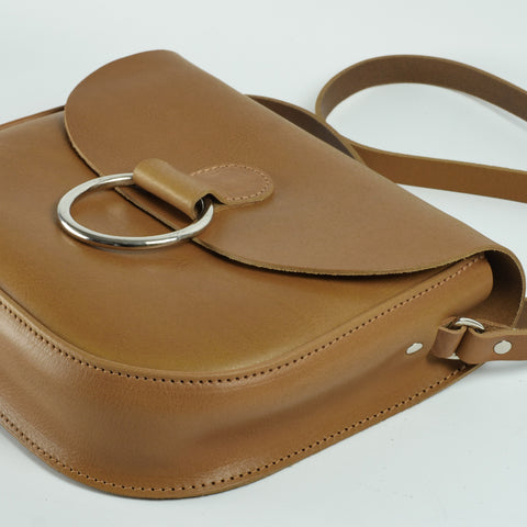 Belle Mustard Tan Leather Crossbody Bag