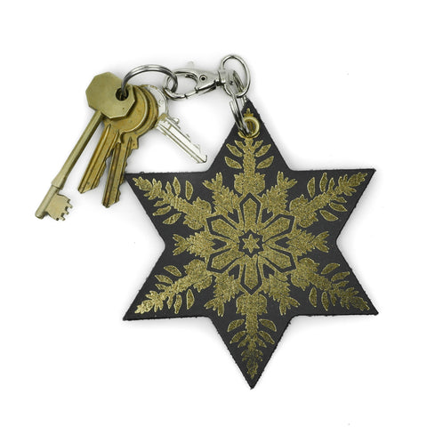 Leather Key Ring Snowflake