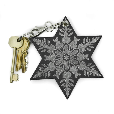 Leather Key Ring Snowflake