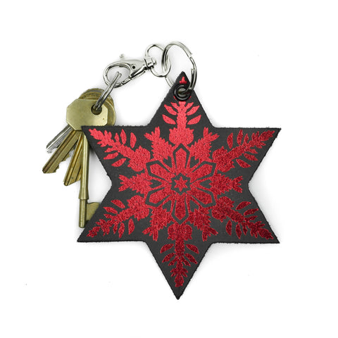 Leather Key Ring Snowflake