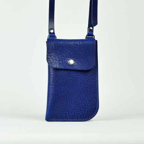 Missouri Cobalt Blue Leather Neck Pouch