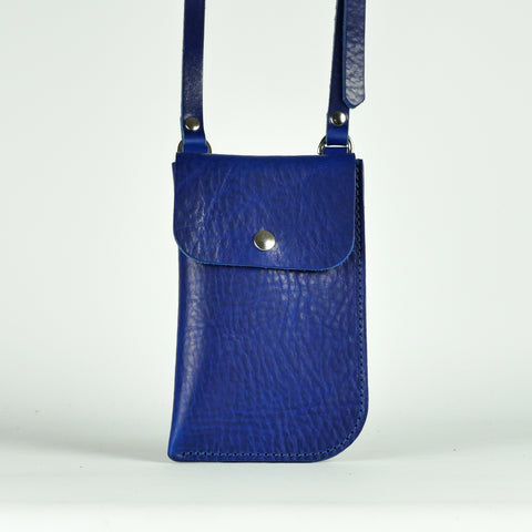 Missouri Cobalt Blue Leather Neck Pouch