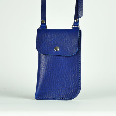 Missouri Cobalt Blue Leather Neck Pouch