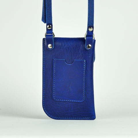 Missouri Cobalt Blue Leather Neck Pouch