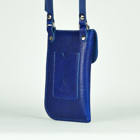 Missouri Cobalt Blue Leather Neck Pouch