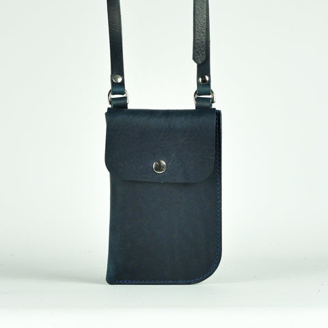 Missouri Navy Leather Neck Pouch