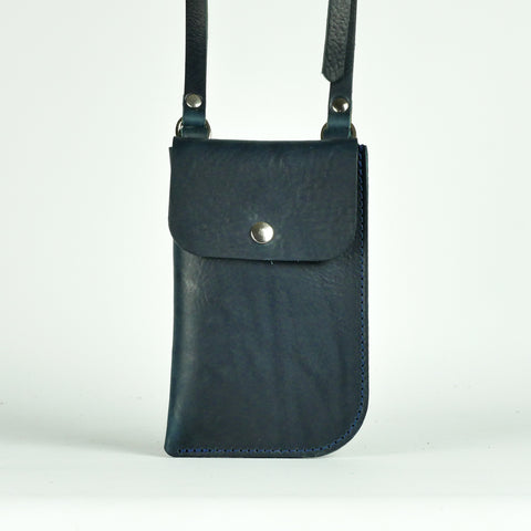 Missouri Navy Leather Neck Pouch