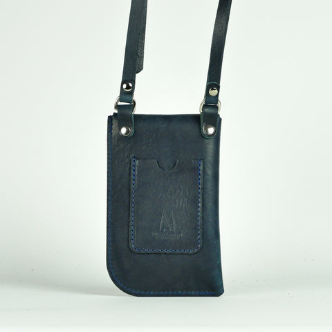 Missouri Navy Leather Neck Pouch