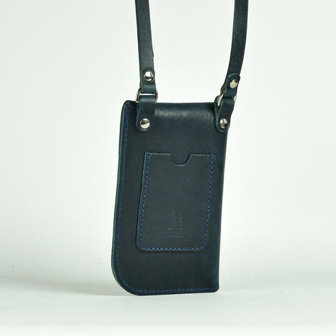 Missouri Navy Leather Neck Pouch