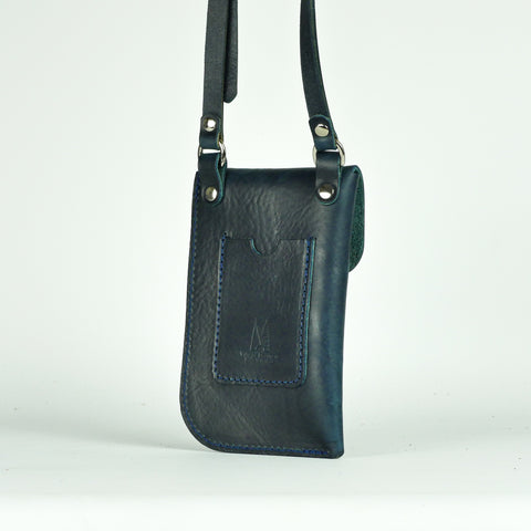 Missouri Navy Leather Neck Pouch