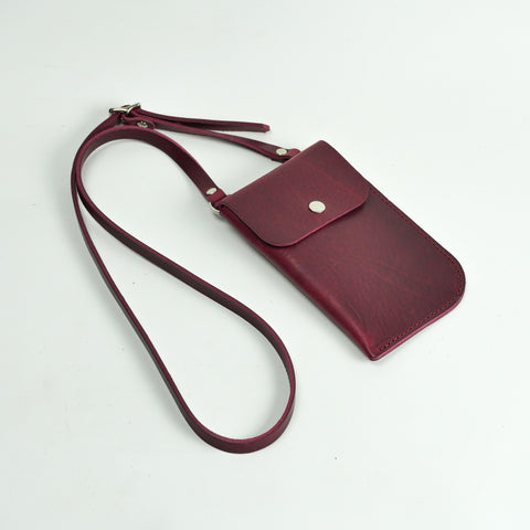 Missouri Burgundy Leather Neck Pouch