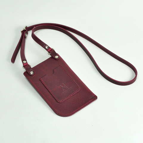 Missouri Burgundy Leather Neck Pouch