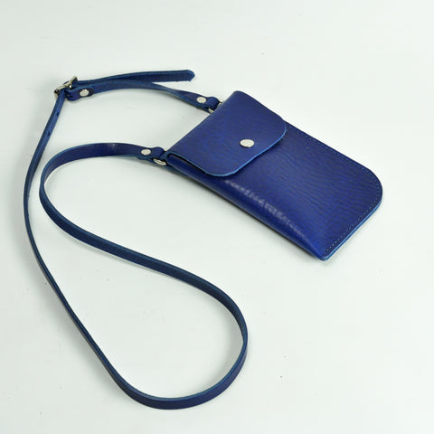 Missouri Cobalt Blue Leather Neck Pouch