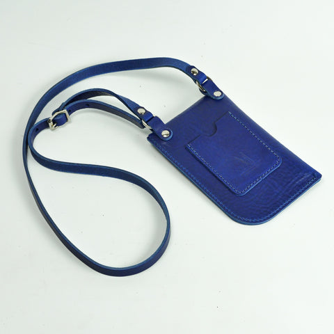 Missouri Cobalt Blue Leather Neck Pouch