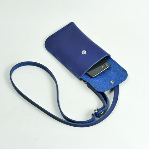 Missouri Cobalt Blue Leather Neck Pouch