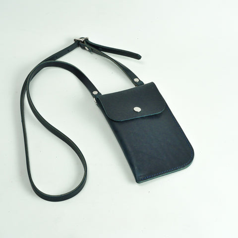 Missouri Navy Leather Neck Pouch