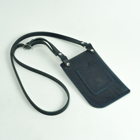 Missouri Navy Leather Neck Pouch