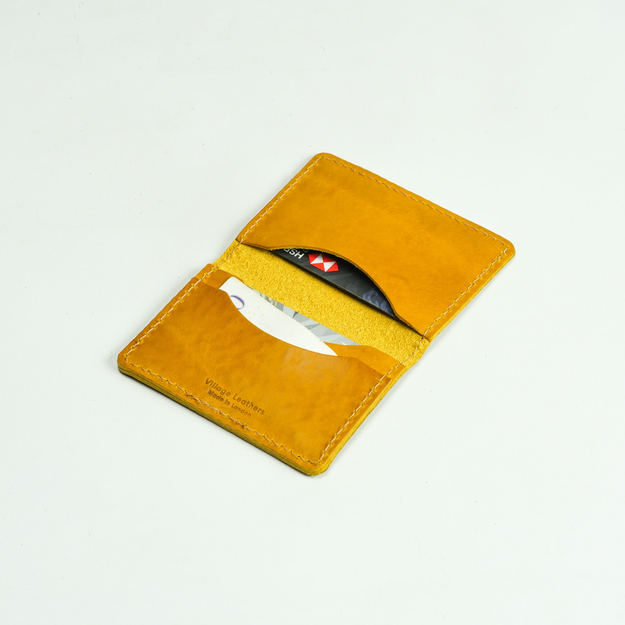 Leather Card Holder Purse - Mustard Yellow