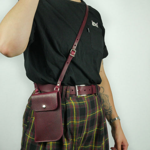 Missouri Burgundy Leather Neck Pouch