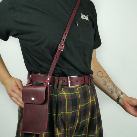 Missouri Burgundy Leather Neck Pouch