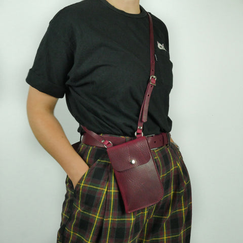 Missouri Burgundy Leather Neck Pouch